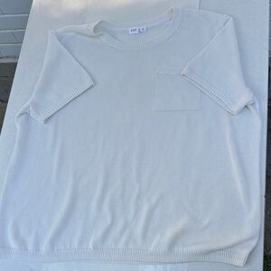 GAP Women's Ivory Short-Sleeve Crewneck Top